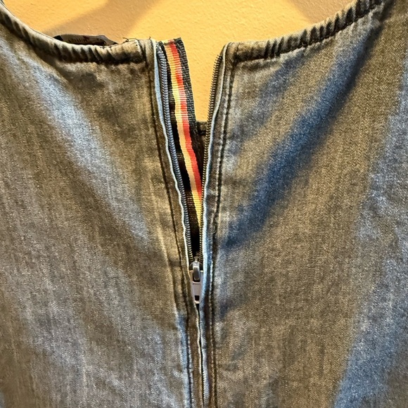 Tommy Hilfiger Denim Blue Kids Pinafore Short Sleeve Dress Tiered Skirt 12/14 - Picture 5 of 6